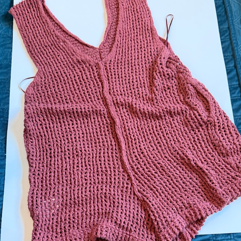 FP Women's Burgundy  crochet cover up